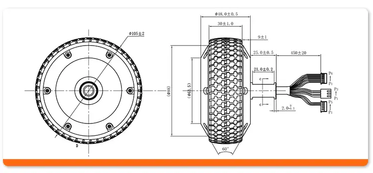 BL 0548HI 12V 24V DC Electric Wheel Hub Motor for Robotics Chasis