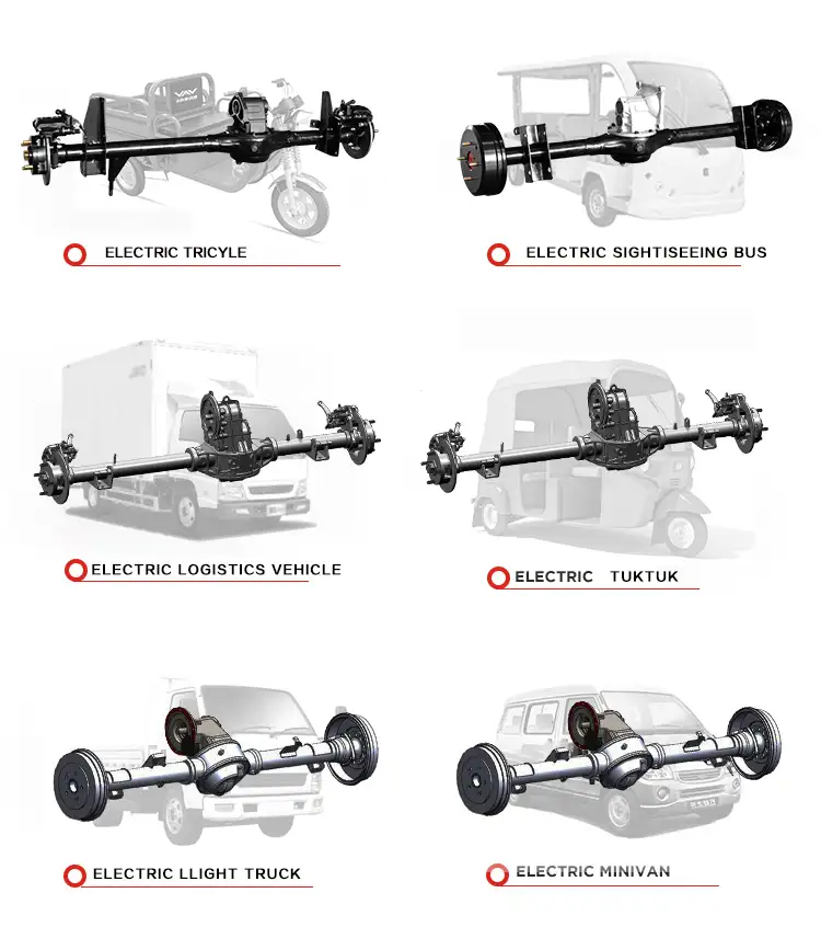 E auto with Disc Drum Brake 3 10kW Hub Motor Rear Axle