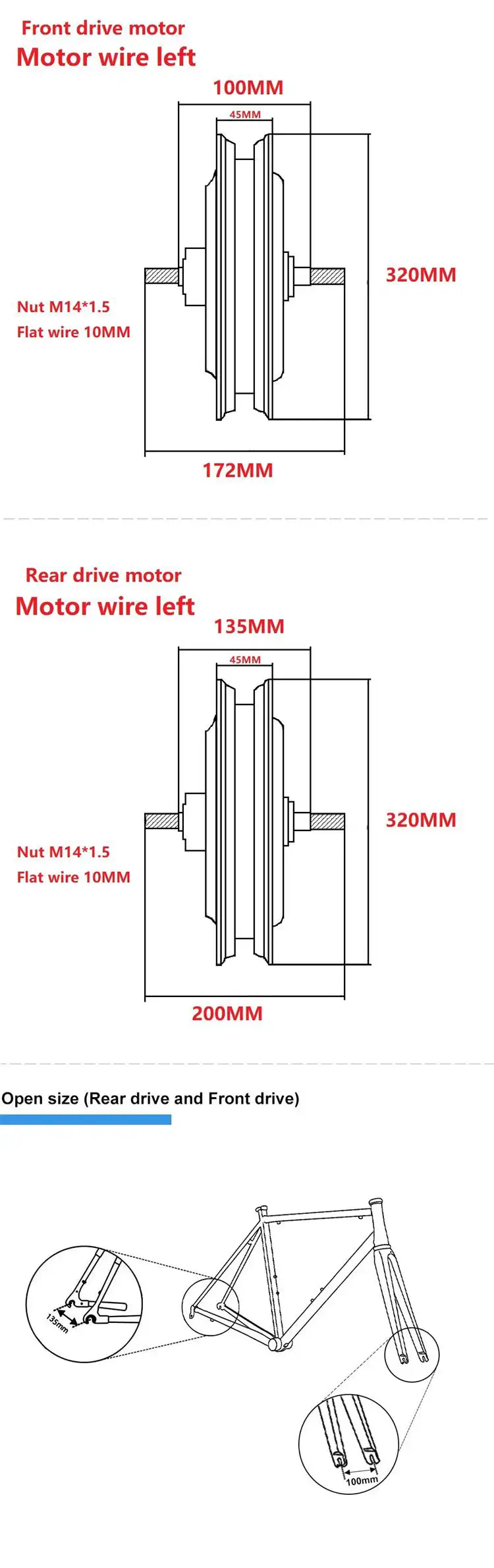 Electric Bike Hub Motor Wheels 48V 500W 800W 1000W Hub Motor